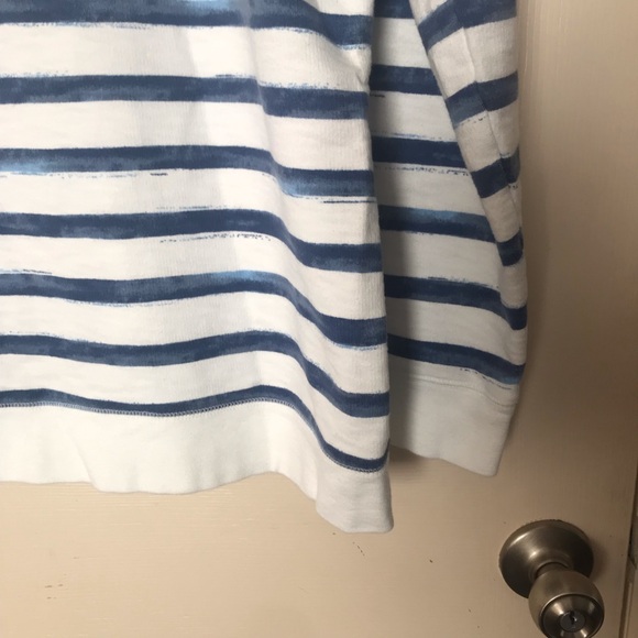 L.L. Bean Organic Cotton Blue and White Striped Hoodie Nautical Style Size XL - Picture 8 of 12